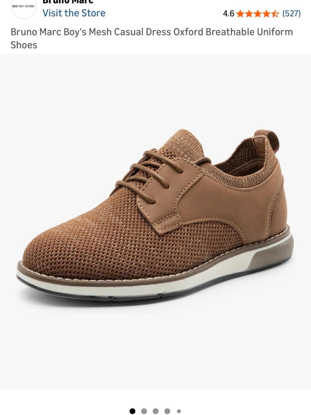 Bruno Marc Boy’s Mesh Dress Oxford — Brown